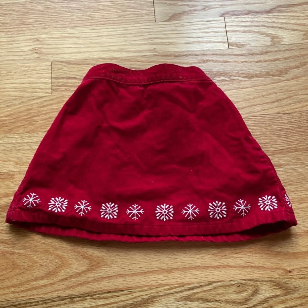 LL Bean Corduroy‎ Red Snowflake Embroidered Skirt 2T